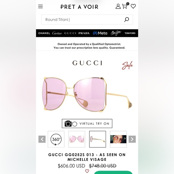Gucci Women\'s Sunglasses with Gold Frame